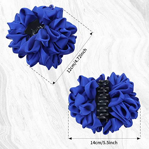 4 Pack Blue Black Burgundy Red Green Butterfly Octopus Korean Ribbon Silk Chiffon Large Rose Flower Bows Plastic Hair Claw Clips Jaw Barrettes Grips Clamps Decorative Bun Chignon Accessories For Women #TOP4