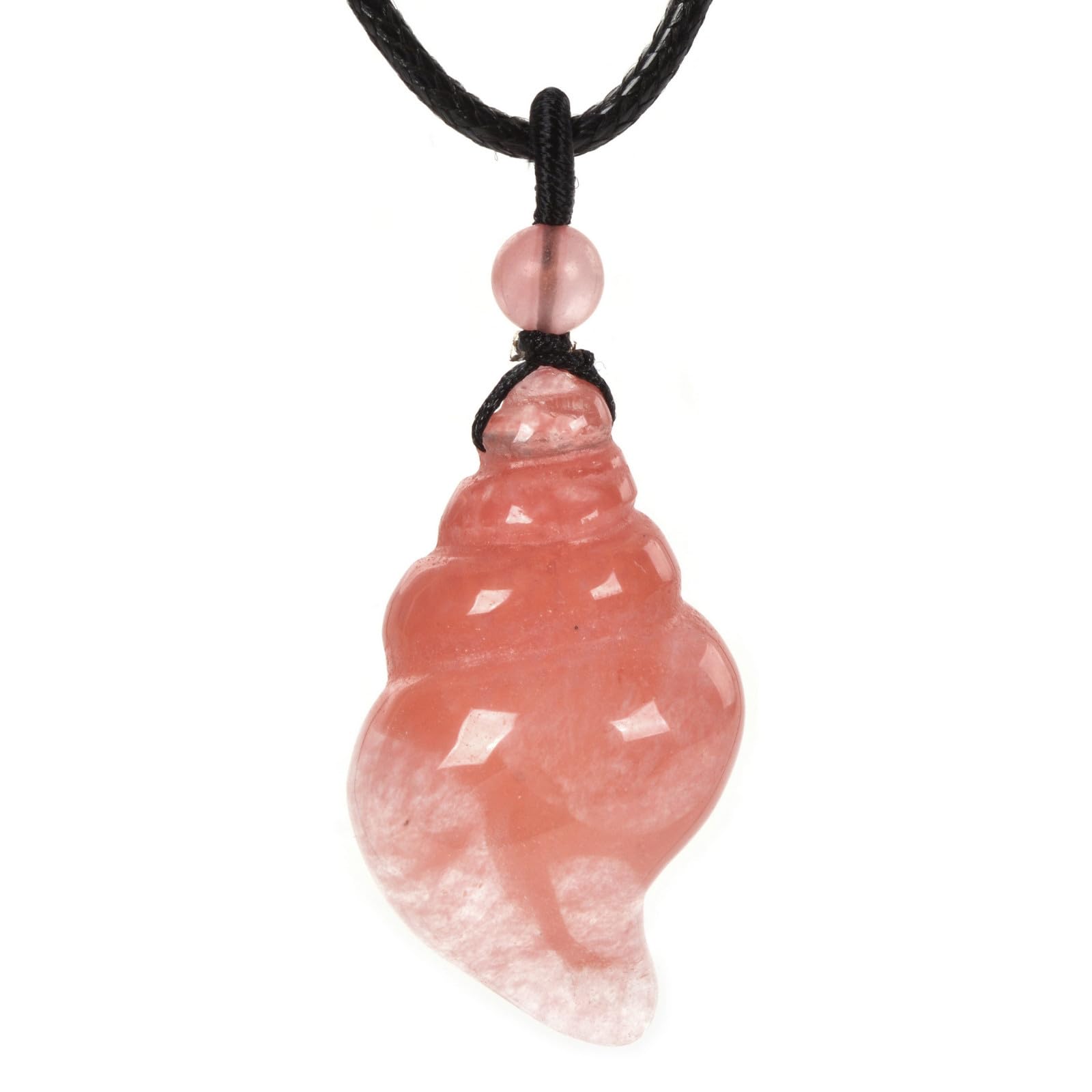 Justinstones Natural Gemstone Carved Conch Shell 38mm Pendant Bead Jewelry Necklace 22 Inch