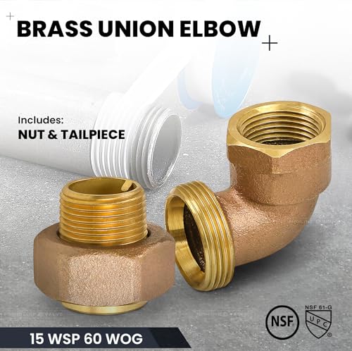 Image of Midline Valve 6I434-5 Elbow Pipe Fitting for Hydronic Heating Applications 1 /2 in. FIP x Male Union Brass (5 Pack)
