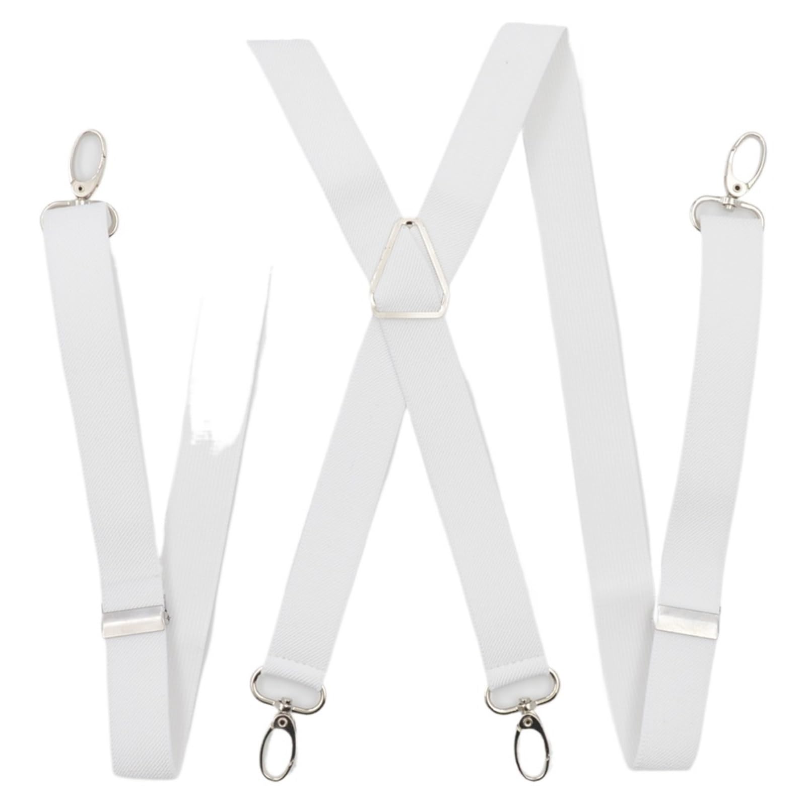 EnxJire Men's Adjustable Braces Suspenders For Men Wide X Back With 4 Strong Hooks 2.5cm Women's Pants With Adjustable Elastic Trouser Braces Straps(White)