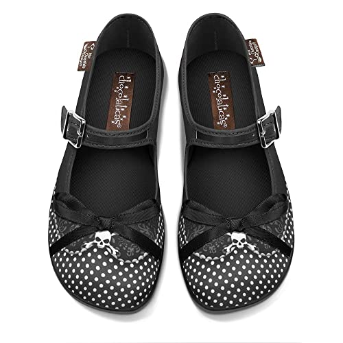 Image of Hot Chocolate Design Whimsical Women's Mary Jane Flats | Adjustable Buckle Strap, Round Closed Toe, Cushioned Insole, Vegan Textile, Lightweight All-Day Wear