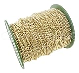 CleverDelights Ball Chain Spool - 330 Feet - Champagne Gold Color - 2.4mm Ball - #3 Size - Bulk Roll