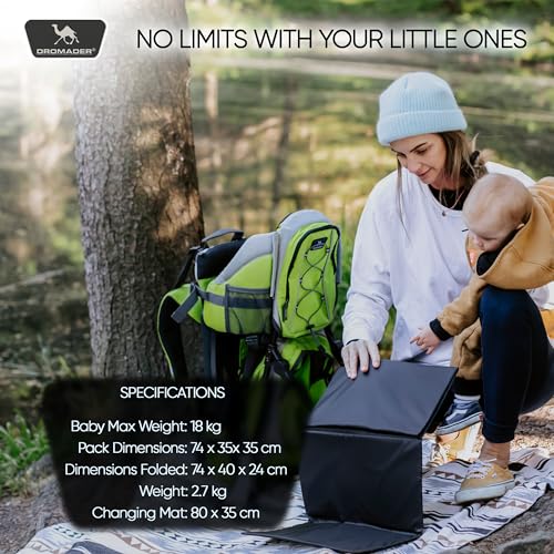 Baby-Carrier-Backpack-Baby-Carrier-12-Months-Plus-Comfortable-for-Parents-Practical-Pockets-Thermal-Pocket-Toddler-Back-Carrier-with-Rain-Cover-Sun-Canopy-Shield-Green