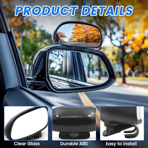 Image of Blind Spot Mirror Adjustable 360 Degree Car Side Mirror, HD Glass Rear View Mirror Exterior Accessories for Car SUV Frame Thickness Less than 5MM (2 x Style 7)