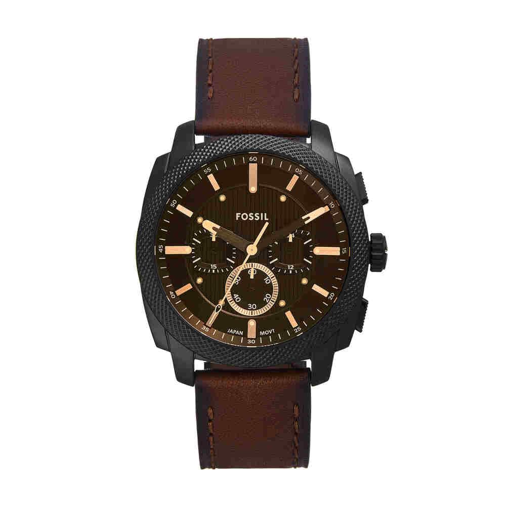 New Machine Watch for Men, 44mm Quartz Chronograph Movement with Stainless Steel or Leather Strap