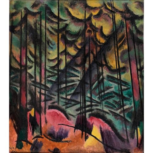 Toile Sapins expressifs Johann Walters 76x101 cm prête à encadrer pour mur vide