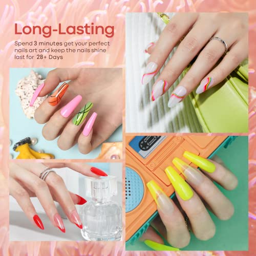 Image of modelones Gel Nail Polish Set - 6 Colors Neon Bright Gel Polish Kit 2024 Summer Pink Neon Yellow Orange Nail Polish Gel Sage Green Blue Gel Nail Kit Soak Off LED Rainbow Festival Gifts for Girls Women