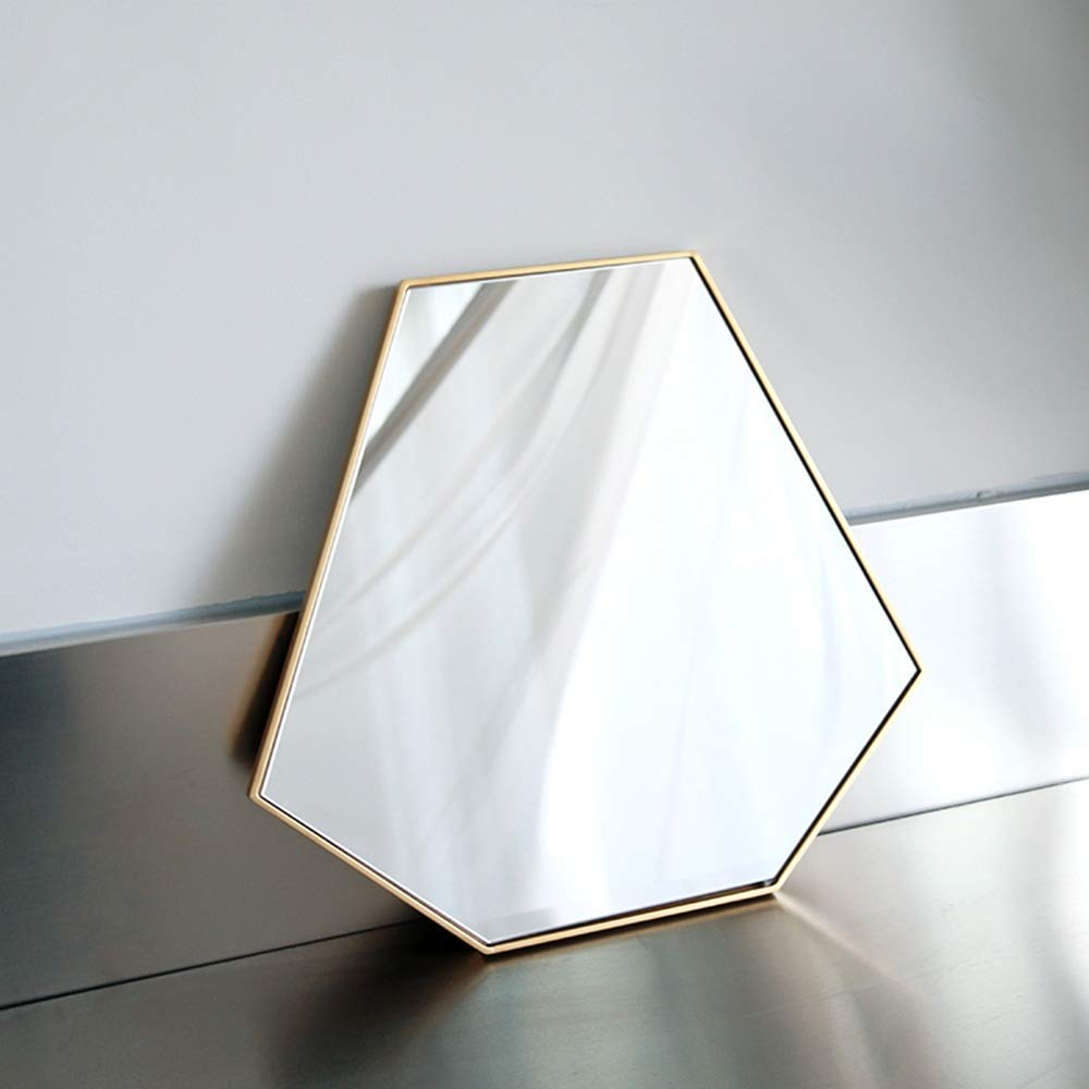 Amazon｜ZXY-NAN ウォールミラーハンギング六角ゴールド真鍮壁掛け鏡