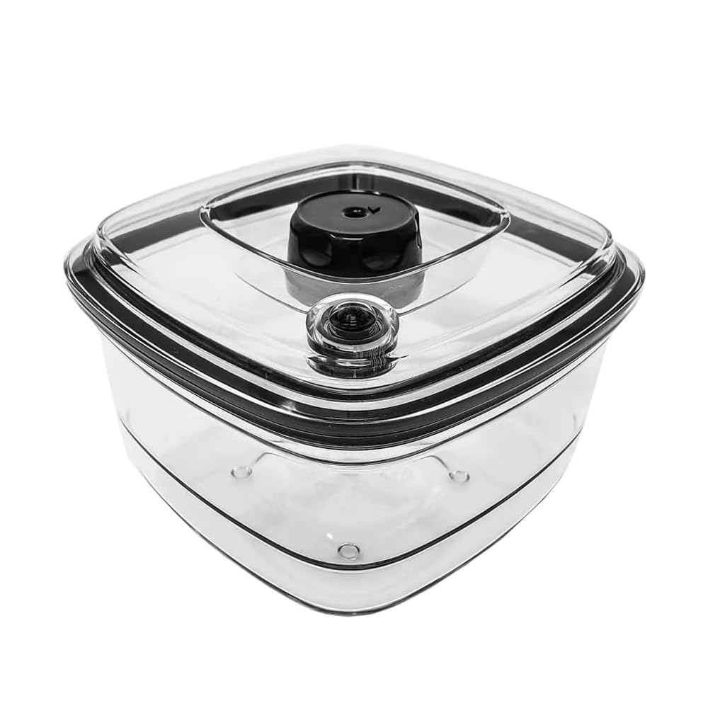 Vesta Precision Vacuum Sealer Container 1.4L Compatible with Vesta Precision Vacuum Sealers | Airtight Container for Microwave and Freezer | 16,9x16,9x10,9cm, Black