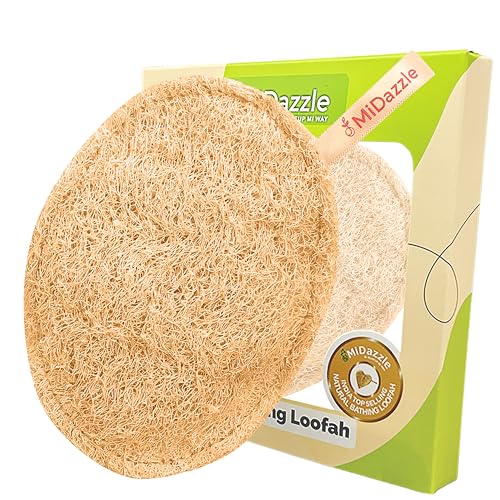 Image of Midazzle Natural Bath Loofah Scrubber - Premium Exfoliating Body Scrubber for Deep Cleansing, High-Lather Foam, Gentle Skin Renewal, Improved Circulation, and Refreshing Bath Experience (MIOL6102)