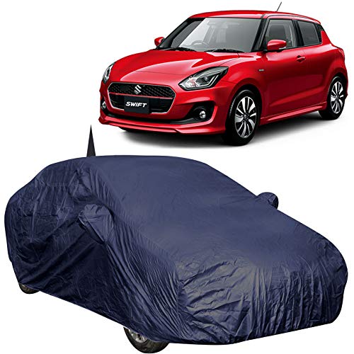 Image of 190 Taffeta Water Resistant Car Body Cover Compatible with Maruti Swift (2018 /2019) with Mirror & Antenna Pockets (Navy Blue)