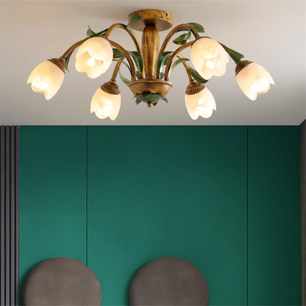 Abinlina Elegant French Pastoral Chandelier Pendant Lamp - 8 Light LED Fixture for Living Room, Dining Room, Bedroom, Villa Home Decoration(F 8 Lights)