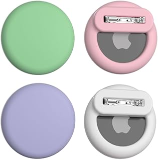 Alsukeay Paquete de 4 Soportes para AirTag para niños, Funda de Silicona Oculta con pasadores de Seguridad para niños, Ancianos, Mascotas, Mochila, Equipaje (4 Colores) (Blanco/Verde/Rosa/Morado)