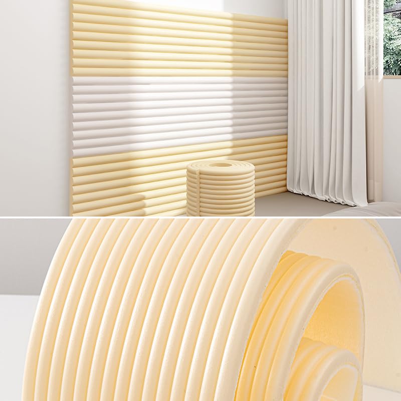 WHOROB Self-Adhesive Wall Cushions for a 200cm Bed,Wall Padding Children's Rooms, Thick Anti-Collision Cushions, Padded Panels, Corner Protection Bedrooms,Yellow,W60cm x L200cm