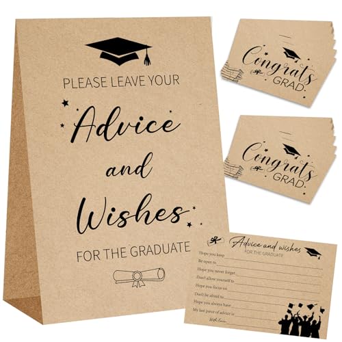 COCHIE 50-Piece Graduation Advice Cards 2026 Well Wishes And Advice Card for The Graduate Grad Party Decorations Ideas Supplies for Middle High School Senior College Grad Games Activities (Kraft)