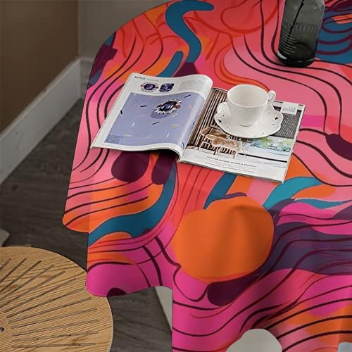 Nappe de table ronde imperméable 178cm graffiti pêche pour salle à manger - 8