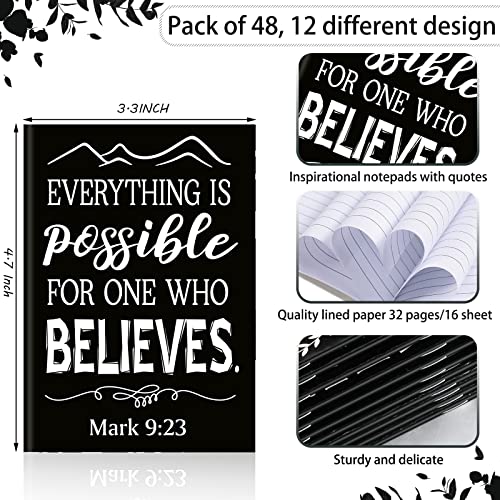48 Pack Bible Verse Notebook Religious Motivational Notepads Small Pocket Journal Inspirational Notepads Christian Scripture Notebooks For Office School Travel Supplies, 3.5 X 5 Inch #TOP1