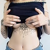 Lotus Flower Underboob - Temporary Tattoo / Lotus Sternum Tattoo