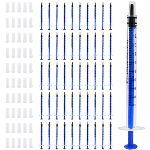 Bohoray 50pcs Jeringuilla 1ml, Jeringa de Plástico, Reutilizable Jeringas Estériles, Jeringuillas Envasadas de Forma Independiente Para Experimentos, Medición De Líquidos, Alimentación De Mascotas