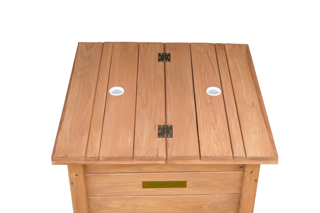Holz Komposter Rattensicher mit Deckel, Schädlingsschutz, Durchlüftungsgitter und Boden, Gleit-Technik Kompostieren ohne üblen Gerüche, kein Umsetzen mehr, 340 L