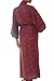 NOVICA Burgundy Gray Handmade Floral Batik Long Robe, Morning Aster'