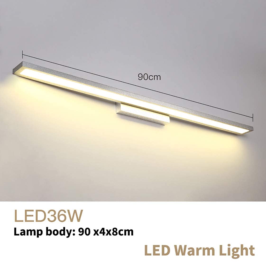 Spiegelleuchte, moderne LED-Spiegelleuchten für Schminktischleuchten, schwarzes Aluminium, für Badezimmerbeleuchtung, Leuchten für Wandspiegellampe für Badezimmer, Silber/warmes Licht, 390 cm, Badezi
