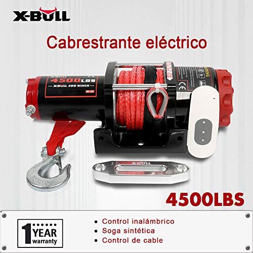 X-BULL 12V Cuerda Sintético Cabestrantes Eléctricos 4500LBS/2041KG Electric Winch 10 meters Wireless...