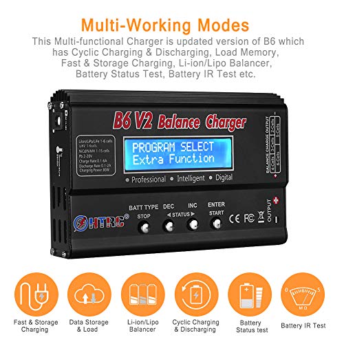Lipo Charger Balance Fast Charger Discharger B6V2 Digital Battery Pack Charger For 1S-6S Lipo Lihv Life Li-Ion Nicd Nimh Pb Smart Battery Rc Car #TOP2