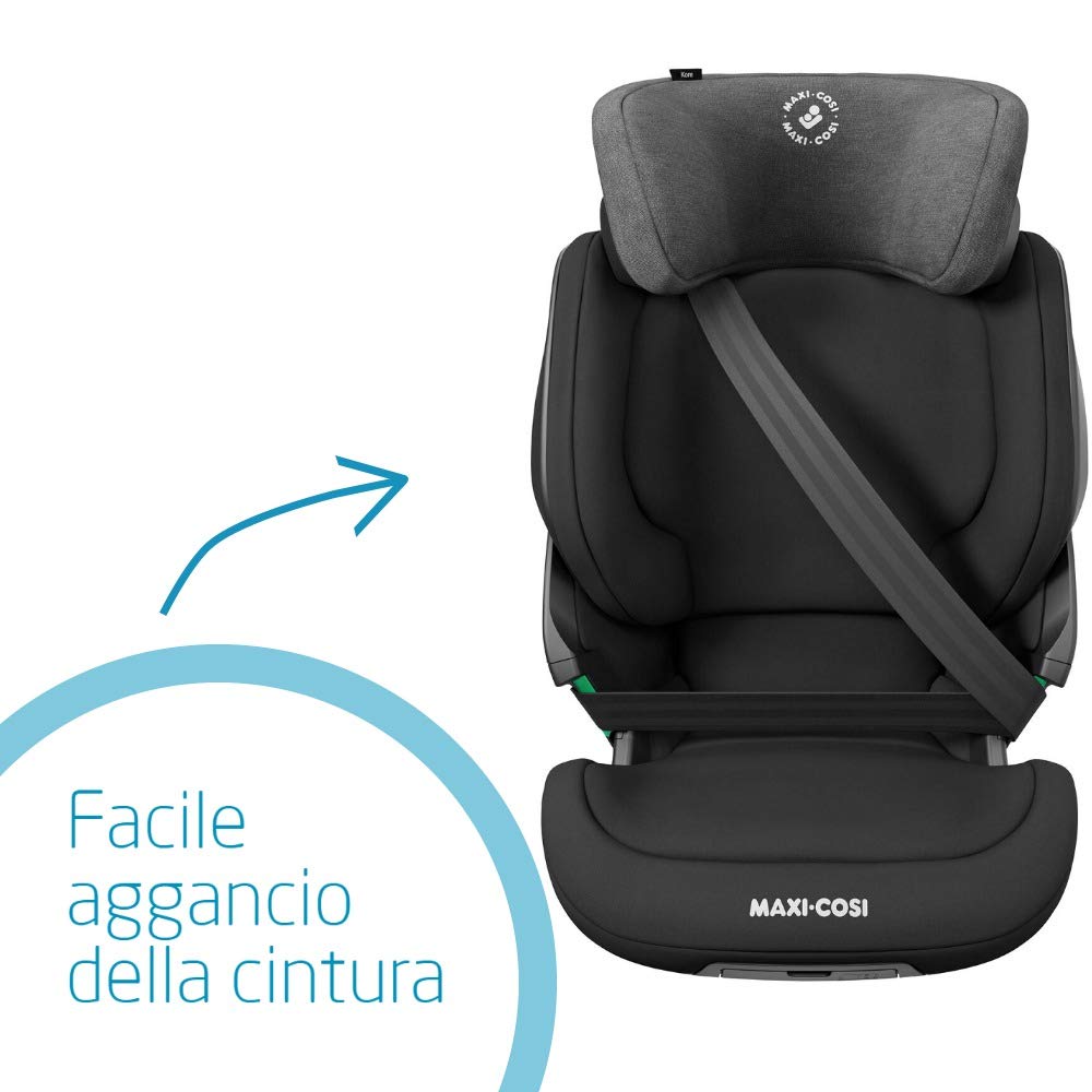 Maxi-Cosi Kore i-Size Seggiolino auto per bambini 3,5 - 12 anni, 100 - 150 cm, Seggiolino auto ISOFIX, Altezza/Larghezza regolabile, Sistema di protezione laterale SPS Plus, Authentic Black