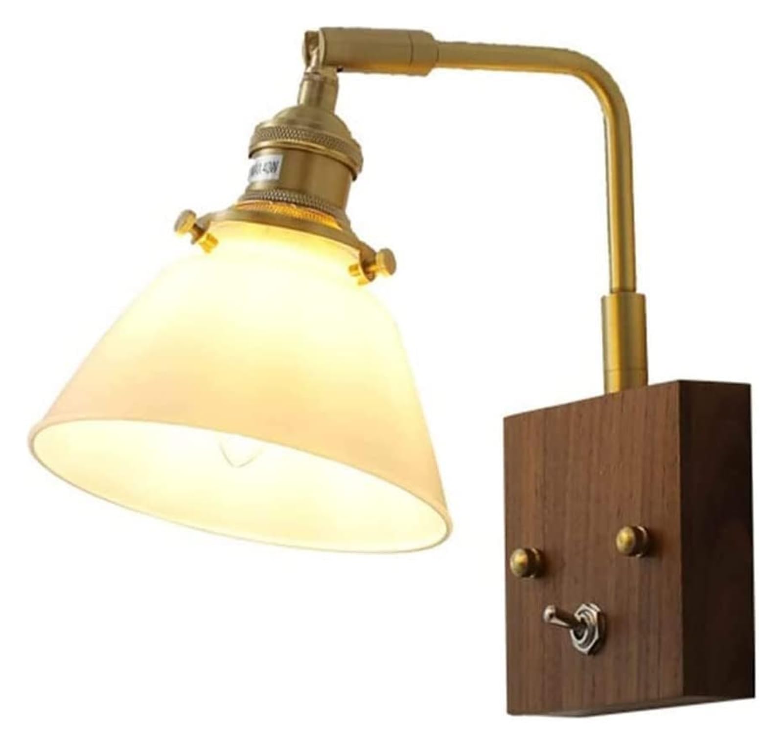 SYAXVOM Wall Lamp Simple E27 Woodern Base Sconces Lighting Glass Lamps with Switch Living Room Lantern Study Bedroom Mount Light