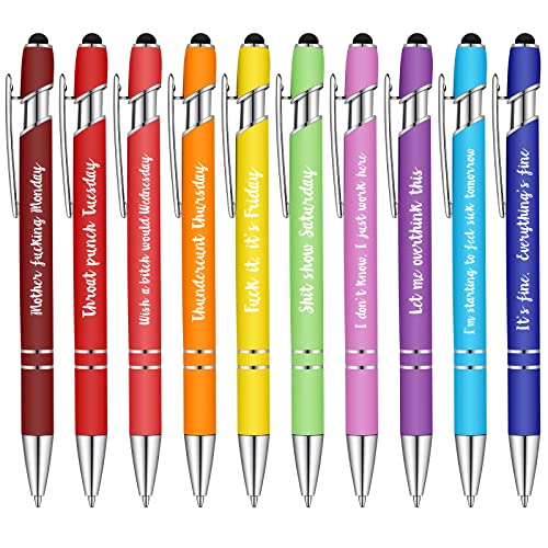 Stylos humoristiques Seven Days of the Week lot de 10 stylos encre noire 1mm