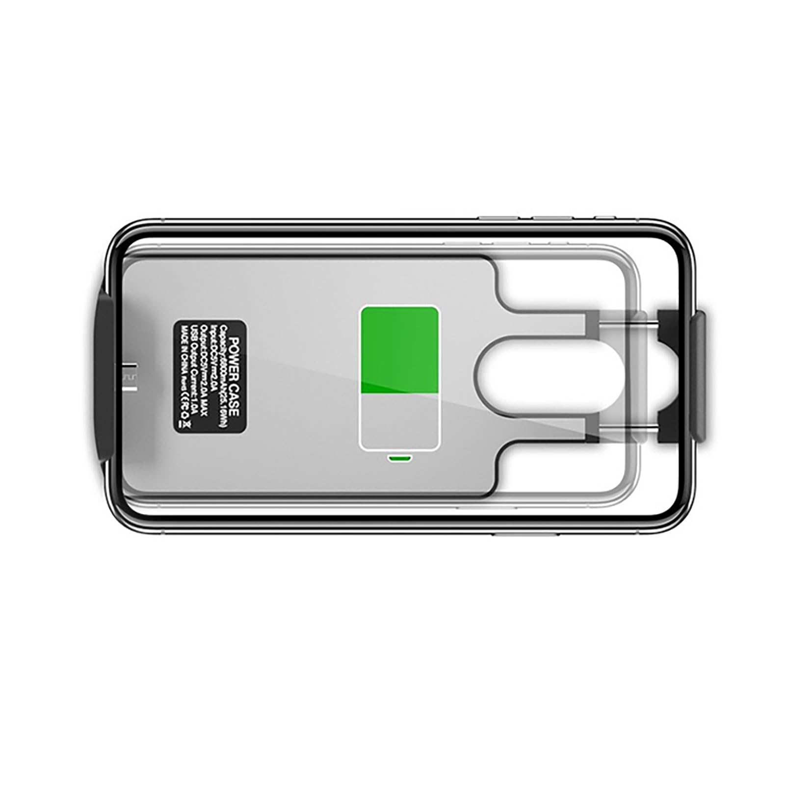 Ellenne Funda Universal de Batería Inteligente, 4220mAh Conector USB-C, Funda de Batería Recargable Power Bank, Compatible con XIAOMI, SAMSUNG, OPPO, HUAWEI hasta 6.8 Pulgadas