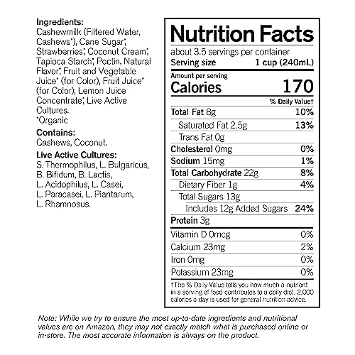 Forager Project Probiotic Drinkable Cashewmilk Yogurt Strawberry, 28-Ounce #TOP2