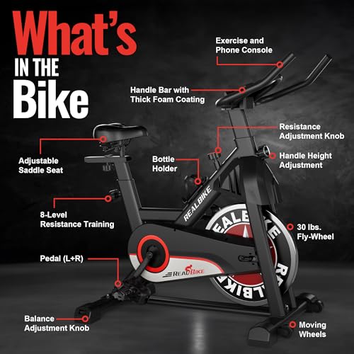 Image of Exercise Bike, Indoor Bike /Brake Pad Stationary Bike, for Family, Indoor Bike with Silent Belt Drive, Heavy Duty Flywheel, Comfortable Saddle And Upgraded LCD Display