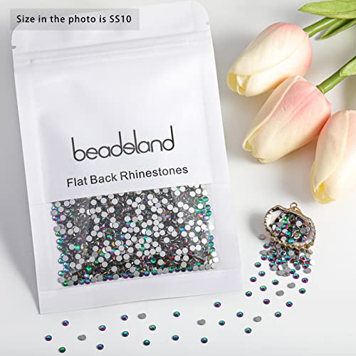 Image of Beadsland 2880pcs Flat Back Crystal Rhinestones Round Gems for Nail Art and Craft Glue Fix,Green Volcano,SS10,2.7-2.9mm | Flatback Glass Gems, 2.7-2.9mm, for Nail Art Craft, Glue Fix