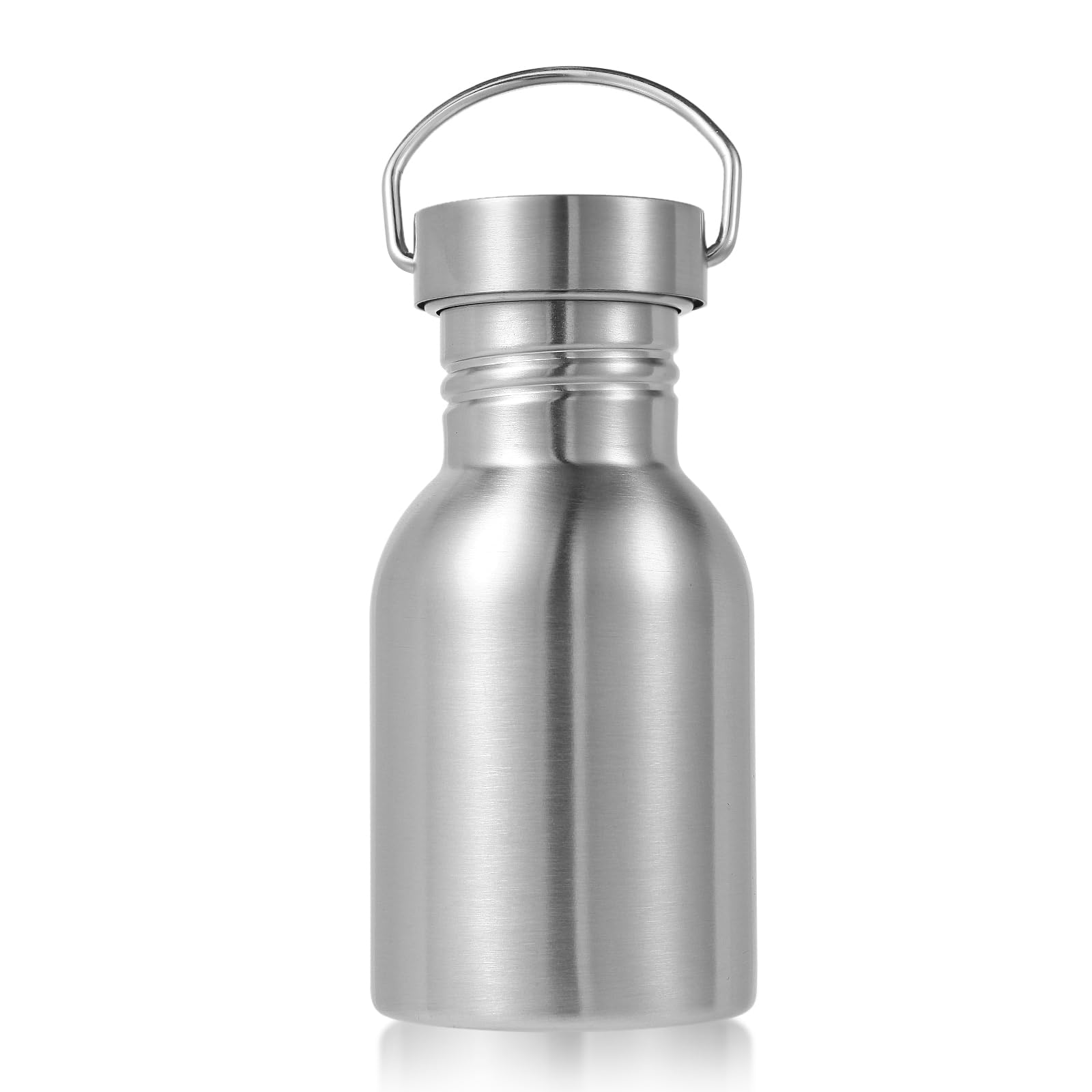 Volhoply 380ml Uninsulated Single Walled Water Bottle, Stainless Steel Reusable Water Bottles with Handle, BPA Free & Plastic Free 18/8 304 Metal Water Bottles for Camping, Hikers, Cyclists — image 1