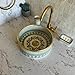 MIRATILE Handmade Moroccan Basin Ceramic Sink, Sink Bowl with Brass Rim Edge, Handwash Countertop Vanity Basin, Farmhouse Bathroom vanity Basin, Hand Painted Wash Basin Sink with 2 Gifts (8
