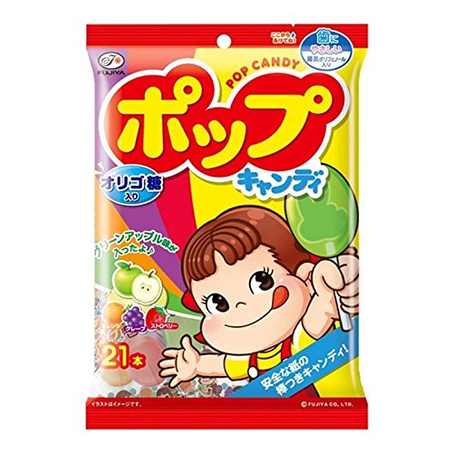 Fujiya Japanese Pop Candy Lollipop Mix Fruits Flavours Sweet Snacks (20 Pieces) 128g