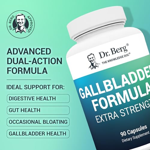 Dr. Berg Gallbladder Formula Extra Strength - with Ox Bile Powder and Conjugated Bile Acid - Digestive Enzymes Proprietary Blend - Full 45-Day Supply - 90 Vegetable Capsules
