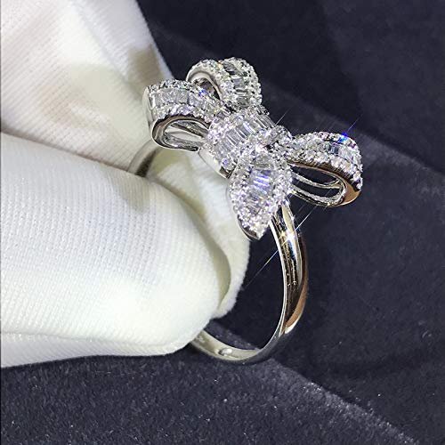 Fashion Platinum-Plated Marriage Proposal Diamond Ring Female Bow tie trapezoidal Cubic Zircon Exquisite Luxury Simulation Diamond Ring Temperament Female Wedding Ring CZC014 (9)