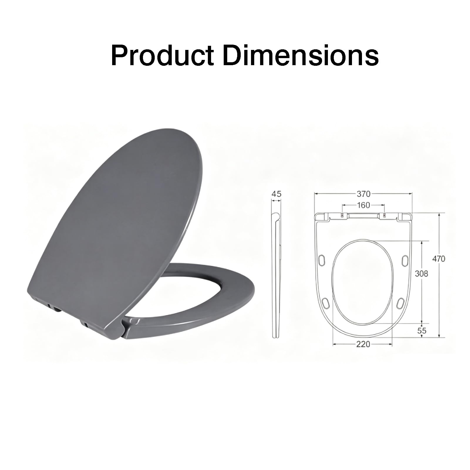 Asiento De Inodoro Redondo Alargado Con Tapa