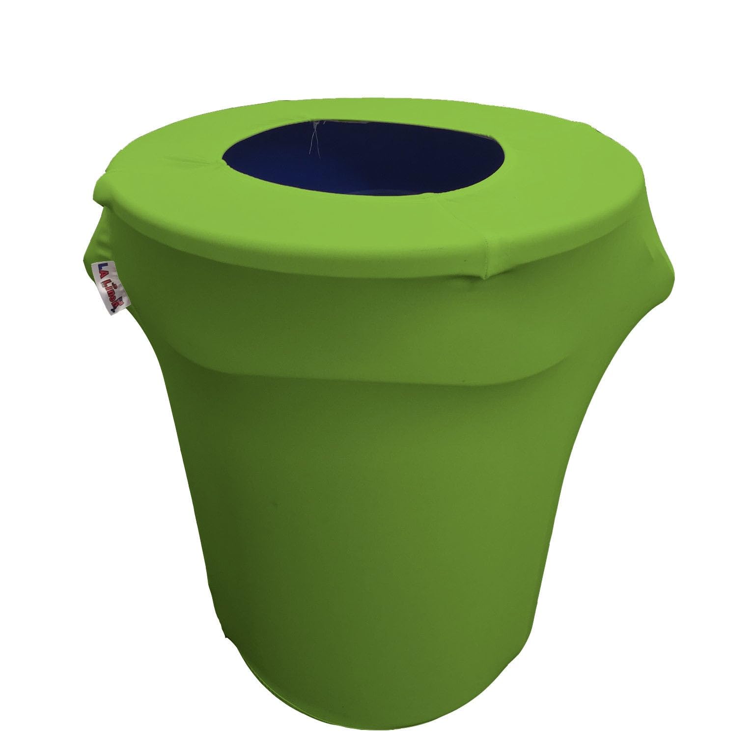 LA Linen Stretch Spandex Fitted Trash Can Cover 32-Gallon Round, Bin Waste Container Cover, Outdoor Indoor Patio Backyard Decor, Lime