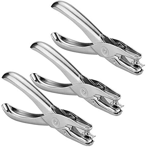 3Pcs Single Hole Punch Handheld Single Round Paper Plier Punch Puncher One Hole Chrome Metal Perforator for Paper Crafts Scrapbooking Card Gift Tags Cover