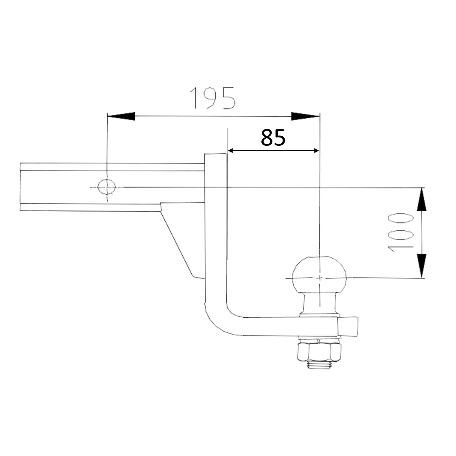 XIMPLIO Inserto AHK con cuneo, adattatore americano per veicoli statunitensi, attacco tubo quadrato (ricevitore) 2 pollici – 51 x 51 mm (altezza -100 mm)