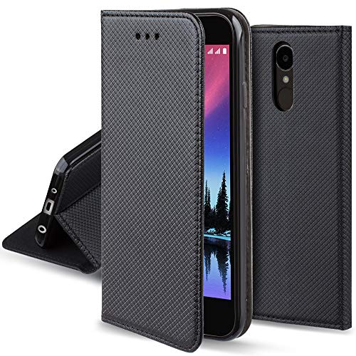 Moozy Smart - Funda magnética con Tapa para LG K4 2017, Color Negro