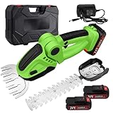 ROCKY&CHAO 24 V Akku Heckenschere & Grasschere 2‑in‑1–schnurloser Rasenkantenschneider mit  2 * 1500 mAh Akkus, SK5‑Klingen 12 cm / 23 cm,handliche Rasenschere Strauchschere für Garten & Rasen