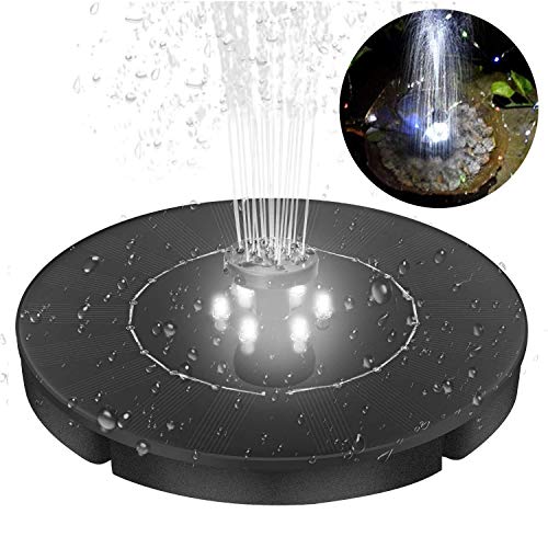 CCFCF Solar Fountain Pump with LED Lights,9V 2.0W Solar Water Pump Fountain with 600mAh Battery Backup, Upgraded 4-in-1 Nozzle for Bird Bath, Fish Tank, Pond Garden Decoration