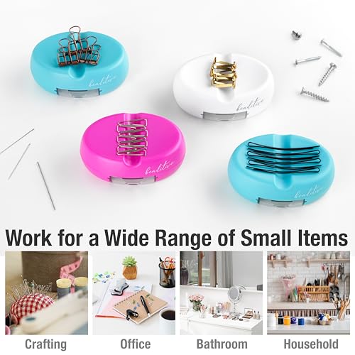 Image of Beaditive Magnetic Pin Cushion with Drawer - Strong Magnet Pin Holder Cushions for Sewing - 50 Glass Head Quilting Pins Included - Chic Pincushion Caddy for Sewing Pins, Paper Clips, Screws - Fuchsia