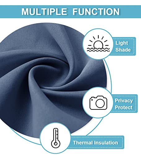 RYB HOME Room Darkening French Door Curtains, Privacy Patio/Glass/Front Door Window Curtains Thermal Insulate Covering, 26 inch x 80 inches, Stone Blue, 1 Panel