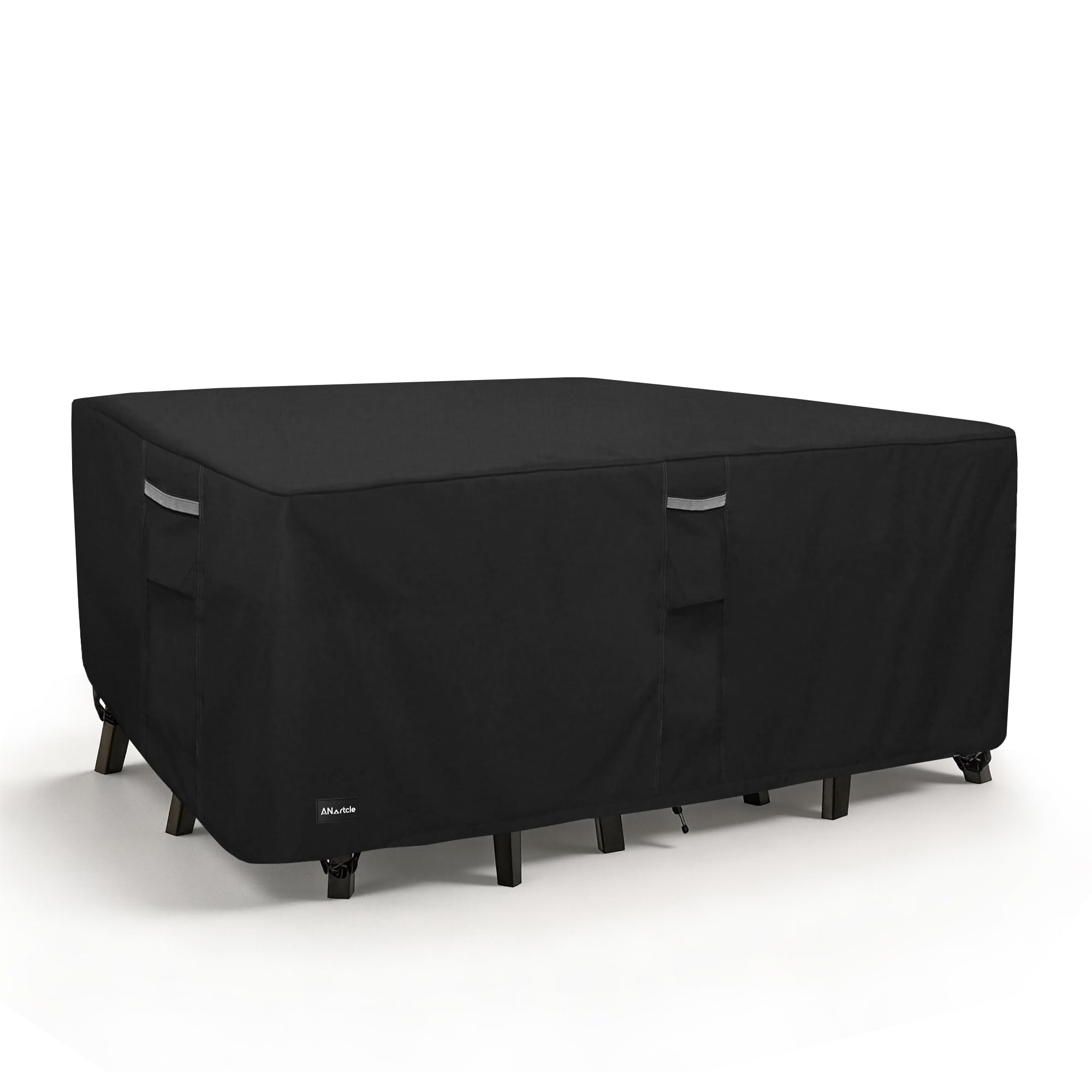 ANartcle Patio Furniture Covers 111L x 74W x 28H inch,600D Waterproof Heavy Duty Outdoor Furniture Covers,Outdoor Wicker Furniture Set with Swivel Patio Chairs General Purpose Furniture Cover,Black